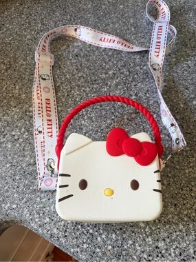 Hello Kitty Silicone Kids White Crossbody Bag with Red Bow